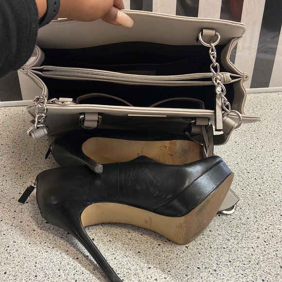 Grey Ninewest Handbag and Black Booties - Picture 2 of 2